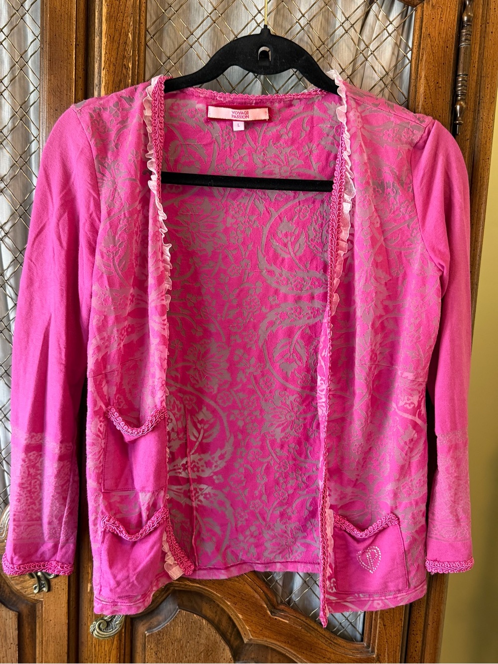 Vintage Voyage Passion Donna Pink Floral Cardigan Made in Italy SIZE LARGE